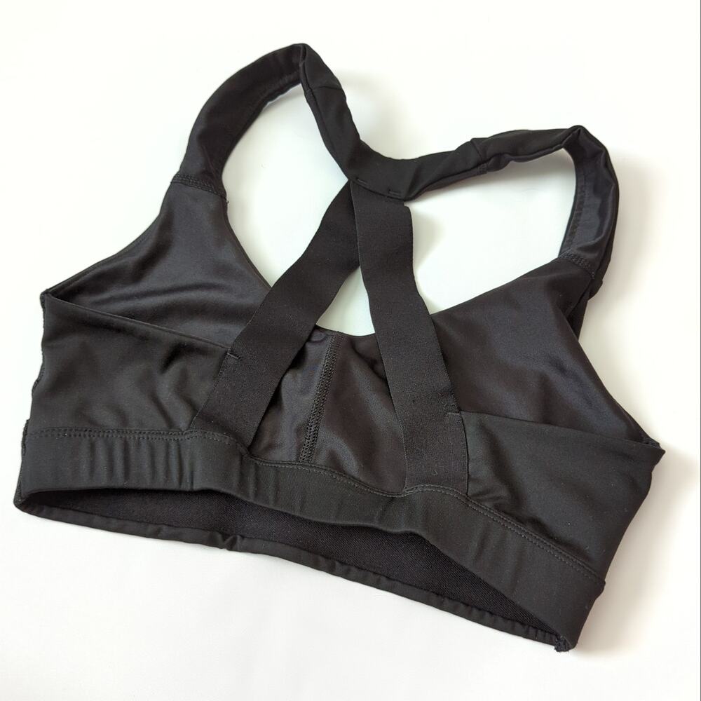adidas Womens Racerback Sports Bra Logo‎ Spellout Small Black White Graphic - Picture 2 of 5